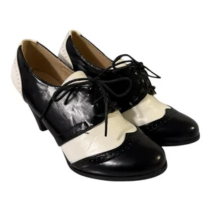Chase & Chloe Dora Damengröße 9 zweifarbige Mary Jane Pumps Flügelspitze Retro-Schuh - Bild 1 von 10