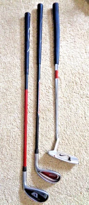 Nike 3 Pc Kids Junior Golf Clubs, Nike TW 5 iron, Nike PW, Nike TW Putter - Image 1 of 4