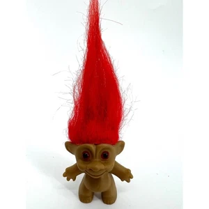 Muñeca Lucky Troll vintage pelo rojo ojos rojos - Imagen 1 de 8