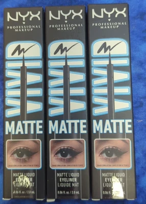 3 x NYX Vivid Matte Liquid Eyeliner tono: negro 0,06 oz cada uno Foto 1 de 2