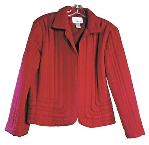 Spiegel Quilted Open Puffed Front Jacket VINTAGE Maroon Silk Lining Size 14 - Picture 1 of 3