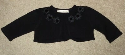 American Princess Baby Girls Black Sweater Shrug Flowers Size 9 Months  - Image 1 of 3