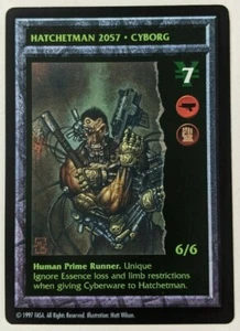 Hatchetman 2057 Cyborg Shadowrun TCG PROMO CCG Card 1997 FASA Matt Wilson Art - Picture 1 of 2