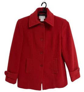 Worthington Women's Harvest Orange Collared Button Up Wool Pea Coat Size M - Picture 1 of 11