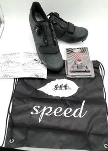 Speed Road Bike Cycling Shoes Dial Lock Adjustable Black Shenba Cleats Bag EU 40 - Picture 1 of 11