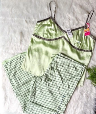 Conjunto de pijama y pantalones vintage para mujer Old Navy Deadstock verde lima Y2K XL Foto 1 de 4