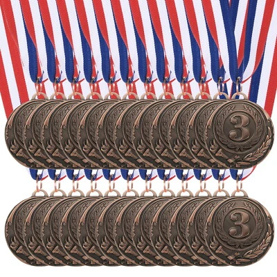 24 Pieces Bronze Winner Medals Metal Award Medal with Neck Ribbon Foto 1 de 4
