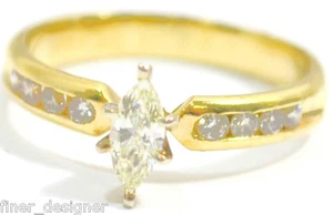Fede nuziale fidanzamento marchesa 14 carati oro massiccio pesante diamante J-VS1 .40 VINTAGE - Foto 1 di 9
