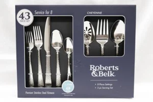 ROBERTS & BELK CHEYENNE 43-PC FLATWARE SET SERVICE FOR 8 & 3-PC SERVING SET - Picture 1 of 1