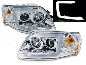 Faros de proyector negros con barra LED C para 1997.8-2003 F-150/97-02 Expedition - Imagen 1 de 3