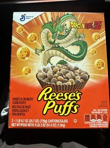REESE'S PUFFS DRAGONBALL Z SHENRON LIMITATA SAM'S CLUB SCATOLA SINGOLA ESCLUSIVA ┥ - Foto 1 di 3