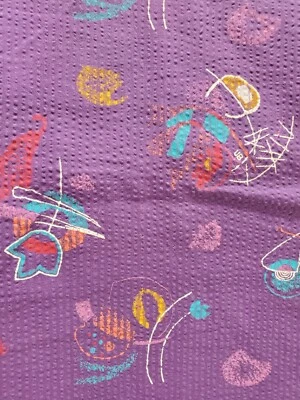 Purple Abstract Print, First Run NY Sample Cotton Fabric 39"x35" 0.9Yards Marcus - Image 1 of 3