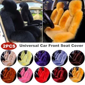 2PCS Genuine Australian Sheepskin Fur Long Wool Car Front Seat Cover Warm Winter - Picture 1 of 24