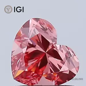 IGI Certified 1 Carat Fancy Vivid Brownish Pink VVS2 Heart Cut Lab Grown Diamond - Picture 1 of 19