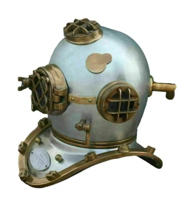 Antiguo casco de buceo de 18" vintage BOSTON MARK V EE. UU. Marina réplica de buzos de aguas profundas Foto 1 de 2