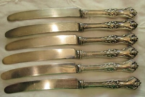 7" Fruit Knives "Monarque" Pattern Set of 6 "B" Mono Howard Mt. Vernon Sterling - Picture 1 of 8