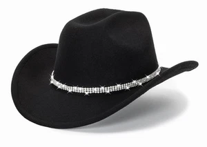 Glitter Silver Black Cowboy Hats for Women - Western Sparkly Rhinestone Cowgi... - Picture 1 of 9