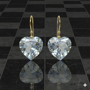 Rock Crystal Quartz Heart Earrings Gemstone Handmade 925 Sterling Silver Jewelry - Picture 1 of 3