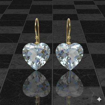 Rock Crystal Quartz Heart Earrings Gemstone Handmade 925 Sterling Silver Jewelry - Image 1 of 3