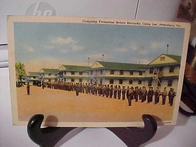 COMPANY FORMATION AT BARRACKS,CAMP LEE,PETERSBURG,VA/VIRGINIA/FREE MAIL 1942 - Image 1 of 2