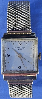 超干净 WITTNAUER REVUE 大号方形 10K 金色填充表壳腕表 — 第 1/4 张图片