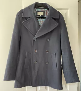 Racing Green British Style Navy 60% WOOL COAT SIZE M Medium. Camouflage Interior - Picture 1 of 12