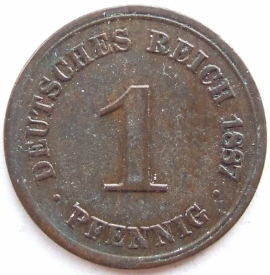Coin German Empire Empire 1 Pfennig 1887 D in Very fine - Image 1 of 2