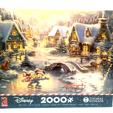 Thomas Kinkade Jigsaw Puzzle Disney Mickey Mouse Christmas Holiday 2000 Pieces