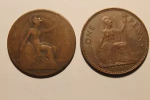 Great Britain Penny 1965 & 1914 - Britannia - England UK British - Picture 1 of 2