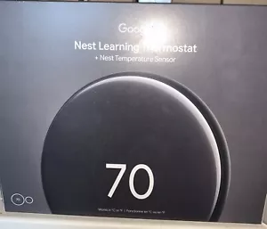 Google Nest Learning Thermostat (4th gen) w/ Temperature Sensor Black New Sealed - Picture 1 of 3