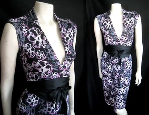 DIANE VON FURSTENBERG DVF Mr. Mao Wickelkleid, Seidensatin Obi Gürtel, seltener Stil - Bild 1 von 4