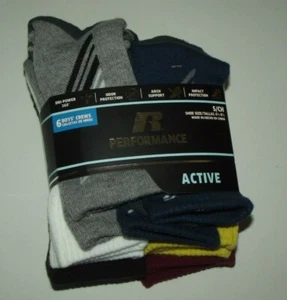 Boys Russell Performance Crew Socks~6 pr~Size Sm~Dri Power~Arch Support~NEW - Picture 1 of 3