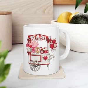 Taza de cerámica LOVE 11 oz - Carrito de dulces de San Valentín Taza de café - Regalo para el amor - Imagen 1 de 13