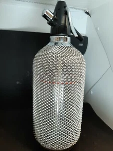 BOTELLA SELTZER VINTAGE MALLA DE ALAMBRE DE PLATA AÑOS 50/60? SERVIDOR DE BAR COLECCIONABLE - Imagen 1 de 10