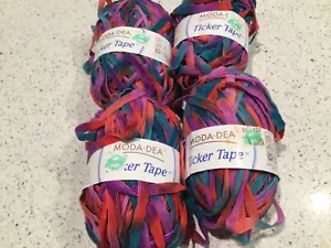 Moda Dea Yarn Ticker Tape Ribbon Yarn Color Festival lot of 4 Italian made - Picture 1 of 4