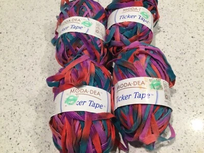 Moda Dea Yarn Ticker Tape Ribbon Yarn Color Festival lot of 4 Italian made - Image 1 of 4