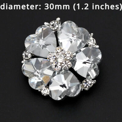 1X DIY Crystal Big Button Glitter Flower Shape Sew on Overcoat Costume Sew Decor - Image 1 of 4