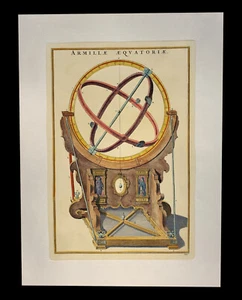ARMILLAE AEQUATORIAE HAND COLORED ENGRAVING ART TYCHO BRAHE ARMILLARY EQUATORIAL - Picture 1 of 6