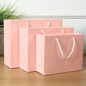 100x Bolso de Ropa Rosa Mate Laminado Hágalo usted mismo Fiesta Cumpleaños Papel Prendas Bolsas - Imagen 1 de 7