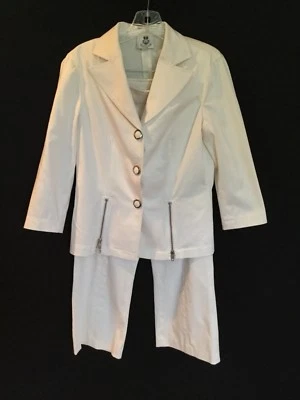 TRAJE PANTALÓN RENFREW 2 PIEZAS DE COLECCIÓN SARGA ELÁSTICA DETALLE CREMALLERA MANGA 3/4 - MARFIL - TALLA 4 Foto 1 de 4