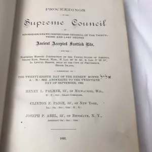 Proceedings of the Supreme Council Scottish Rite 1892 Hardcover Masonic - Picture 1 of 12