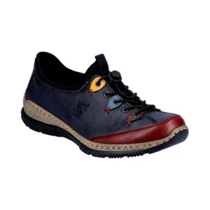 Rieker N3271-30 Ladies Multi Colour Blue Slip On Casual Trainers Comfort Shoes - Picture 1 of 12