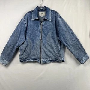 Urban Outfitters BDG Denim Jacket Brett Flame Size Large Full Zip Distressed - Picture 1 of 15