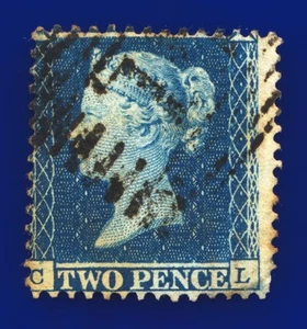1855 SG23Wi 2d Blue Plate 4 (Wmk Inv) F2c CL Fair Used Cat £650 dvvt - Bild 1 von 3