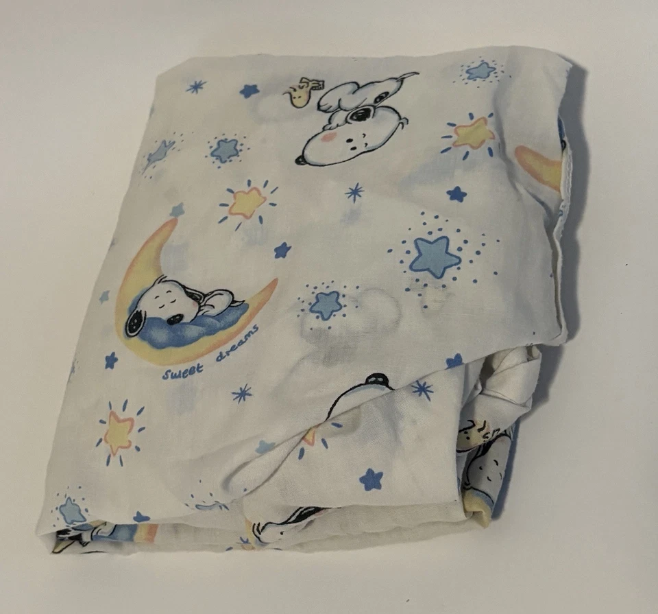 Sábana ajustable vintage Snoopy & Woodstock Sweet Dreams cuna para niños pequeños cacahuetes Foto 1 de 1
