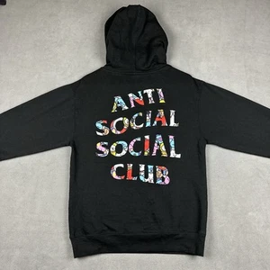 Official BT21 BTS Anti Social Social Club Hoodie Mens Small black Sweatshirt EUC - Picture 1 of 9
