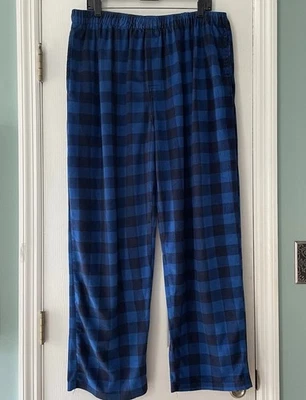 Ropa de dormir IZOD para hombre talla XL pijama suave polar pantalones de salón azul bolsillos a cuadros Foto 1 de 4
