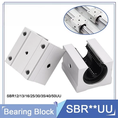 SBR12/13/16/25/30/35/40/50UU Aluminum Open Motion Linear Ball Bearing Block CNC - Image 1 of 4