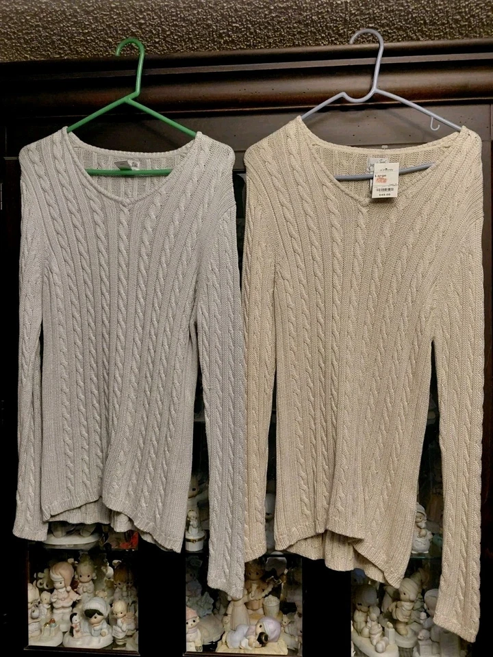 2 suéteres vintage Jacqueline Ferrar para mujer tejido con cable pulóver topo y gris nuevos Foto 1 de 4