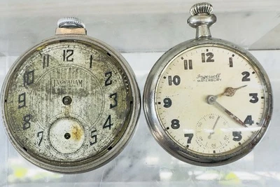 Lote de relojes de bolsillo Ingraham & Ingersoll Waterbury vintage - para piezas o reparación Foto 1 de 3
